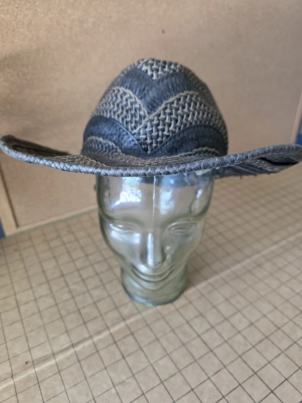 Paramount Outdoors Woven Straw Sun Hat Black Tan Chevron Unisex